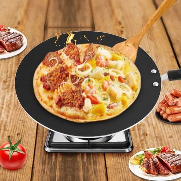 Non-stick panne for egg og biffer, med håndtak; egnet for crêpes, chapatis og tortillas
