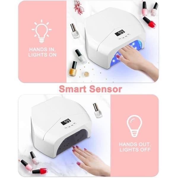 298W UV/LED neglelampe med 72 LED'er, automatisk sensor, dobbelt lyskilde 365/405 Nm