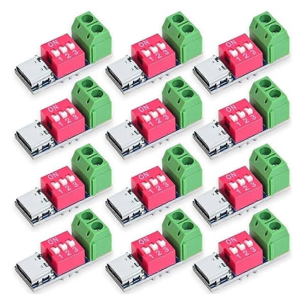 USB-C PD Trigger Board -moduuli PD/QC-huijauspikalataus USB Type-C - 12V nopea laturi, 12 kpl 12pcs