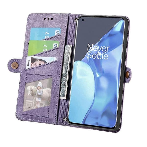 OnePlus 9 Pro Flip Plånbok Läderfodral Business Stil Stötsäkert Skydd Purple