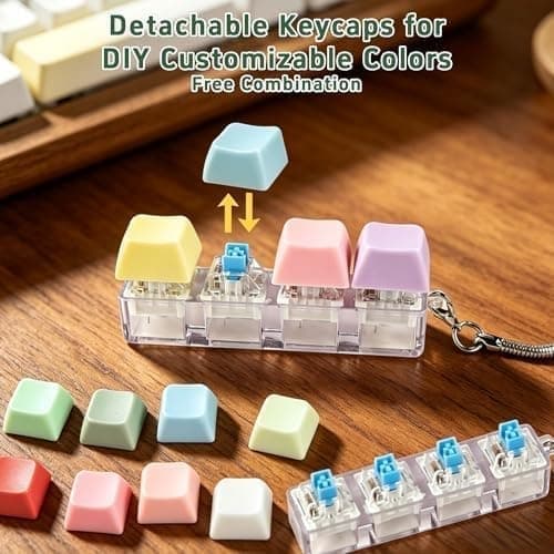 3-pack tangentbords-fidget-nyckelring med LED-lampor, stresslindrande klickleksak perfekt för kontor, studier och presenter, 3 st-b 3pcs-b