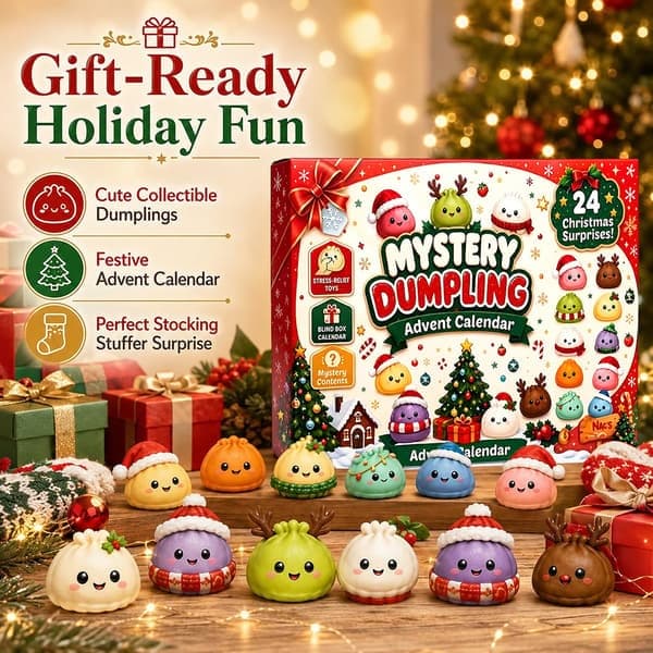 2026 Squishies Leksak Julkalender 24 dagars nedräkningskalender med överraskningar Dumpling Squishies Leksaker Julklapp för barn