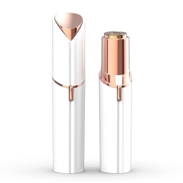 Smertefri genopladelig ansigtshårfjerner - elegant læbestiftdesign med indbygget LED-lys hvid white