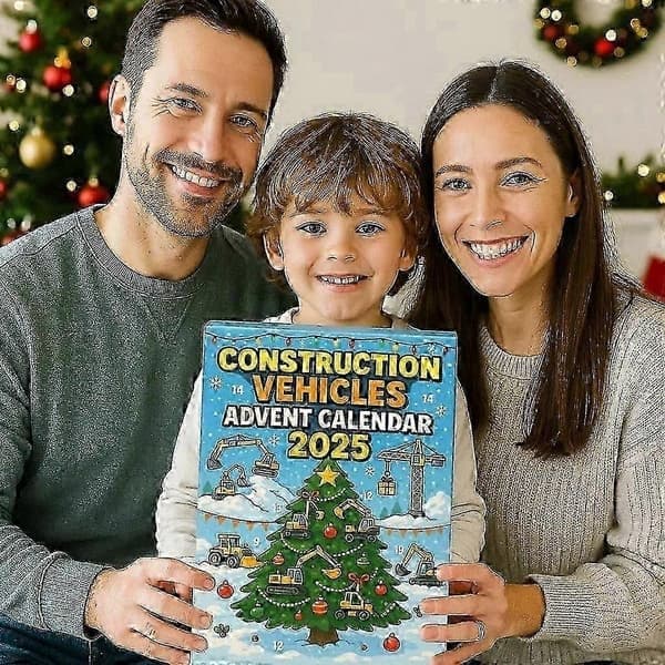 Adventskalender 2025 med anleggskjøretøy for barn