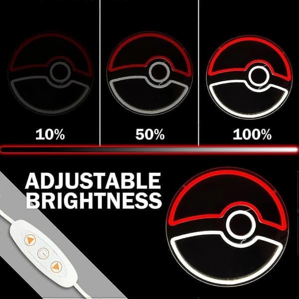 Stor Poke Ball Neonskylt Anime Ball Neonskylt Dimbar Gaming Neonskyltar LED Neonskyltar för Spel Väggdekor Gaming Neonljus för Barn Spel