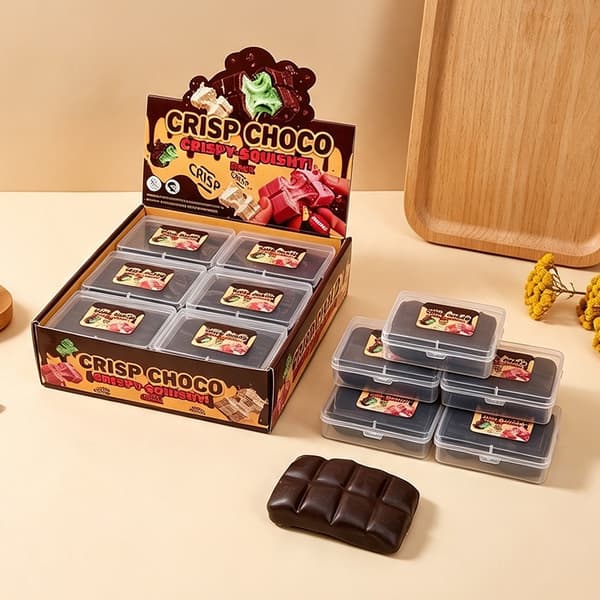 Crunchy Chocolate Squishy-leke for stressavlastning – Hvit sjokoladeplate White Bar