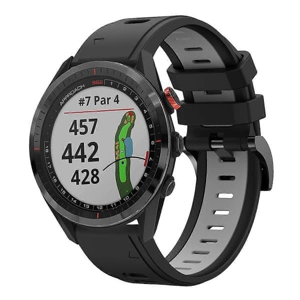 Silikoniranneke Garmin Approach S62-linglingille, musta harmaa Black Grey
