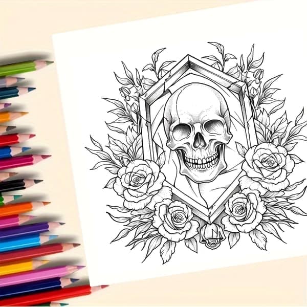Mandala Dyremalebok for Voksne | 24 Akvarellkunst-sider]skull] skull