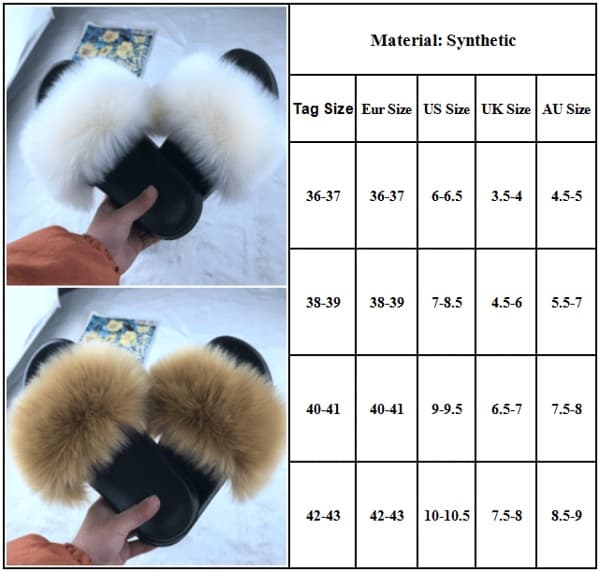 Komfortable Fluffy Faux Fur Flade Sliders Hjemmesko Sandaler til Kvinder V, Sort, Størrelse 37 Black 37