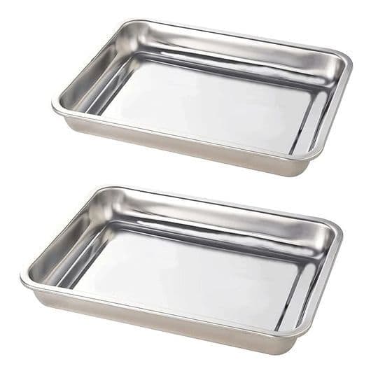 Sett med 2 ovnsbrett i rustfritt stål, non-stick, speilblank overflate, giftfri og sunn, enkel å rengjøre