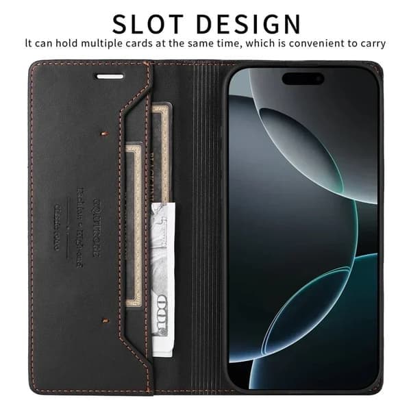 Plånboksfodral i läder för iPhone 11 Pro Max, Magnetiskt, Rött Red For iPhone 11 Pro Max