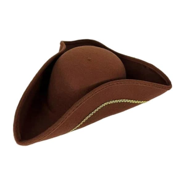 Pirathatt Present Huvudbonad Trekantig Hatt för Föreställning Halloweenfestdräkt, Brun Brown