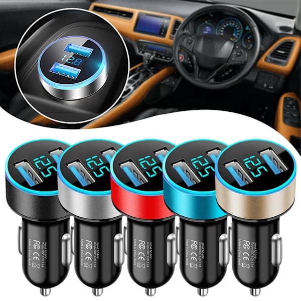 Bil cigarettænderstik splitter stik hurtigoplader 3.1A smart dobbelt USB-adapter Y3L7 sort One size Black One size