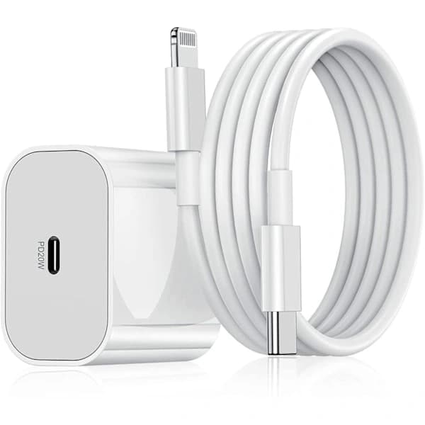 iPhone Snabbladdare 20W USB-C Strömadapter med 2m Laddningskabel - Vit (1 Adapter + 1 Kabel) (1st Laddare & 1st 2m laddkabel)