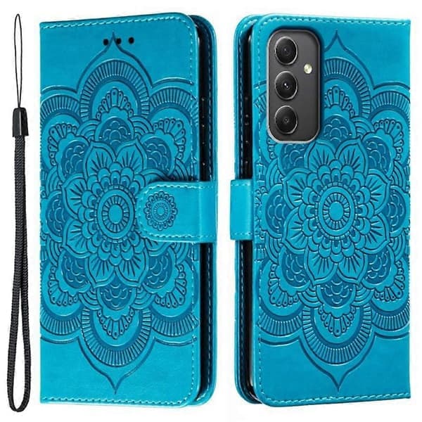 Samsung Galaxy A56 5G Etui - PU Læder Mandala Præget Wallet Etui Multicolor Blå Blå Multicolor Blue