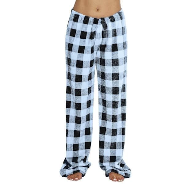 Lange pyjamasbukser i tern til kvinder, matchende julepyjamas til teenagepiger, bløde ternede julebukser, himmelblå, størrelse M Sky Blue M