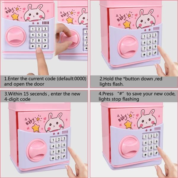 Spargris for barn Elektronisk passord Spargris Barn Safe Box Mini ATM Spargris Leketøy for gutter og jenter i alderen 3-14 år