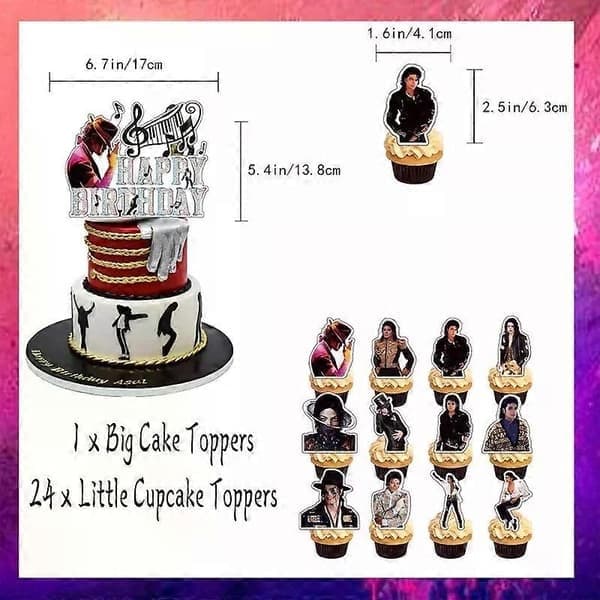 Michael Jackson Bursdagsfest Tilbehørssett Ballonger Kaketopp Banner