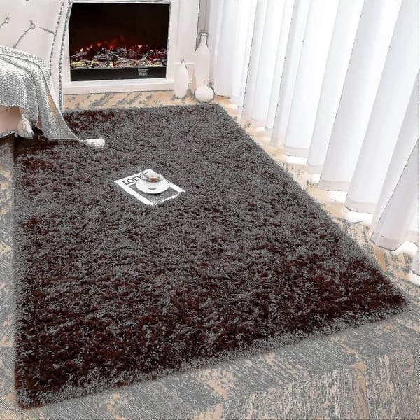 Knfe Bløde Fluffy Tæpper til Soveværelse Børneværelse Plysset Pelset Børnehavetæppe Pelset Kastetæpper til Drenge Piger, 4 * 5.2 Ft Kaffe