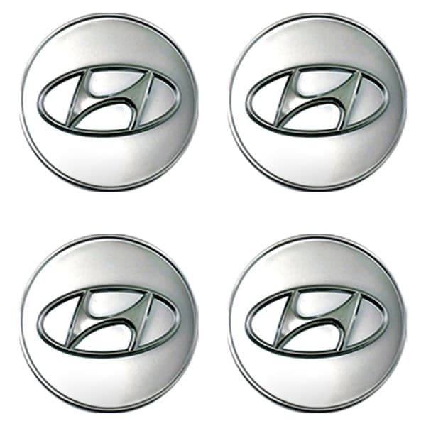 4-pakning, Hyundai Navkapsler / Felgemblemer, B 7, 70, 60mm, Sølv 70 60mm - Silver