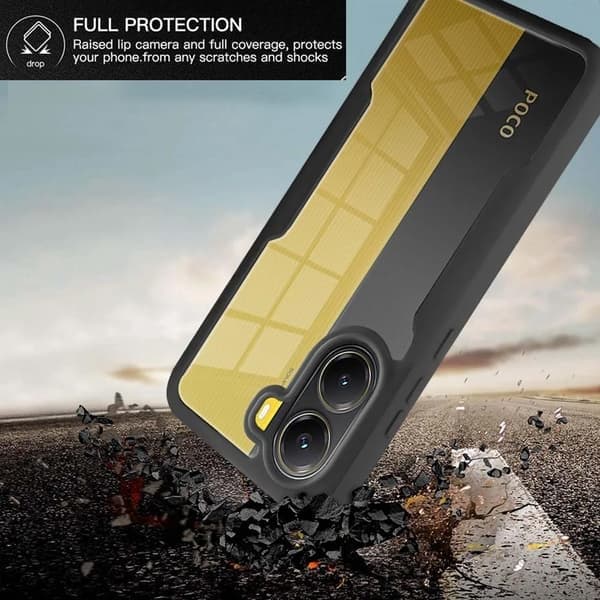 360 Fullskjermsbeskyttelse gjennomsiktig deksel kompatibelt med Mi POCO X7 X6 Pro X3 NFC støtsikkert mobildeksel kompatibelt, blått, for Poco C65 blue For Poco C65