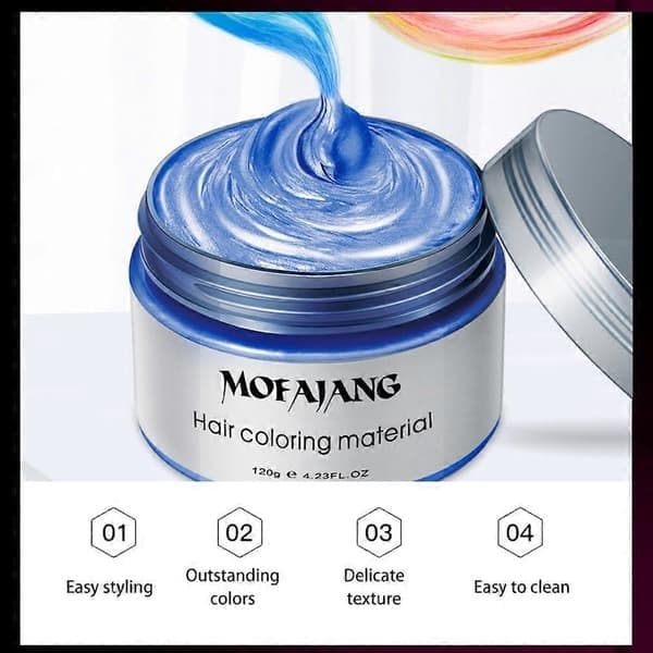 Mofajang 9 farger Unisex hårfargevoks gjørme stylingkrem DIY farging (grå)
