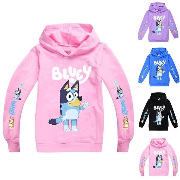 Mode Bluey Hættetrøjer Børn 3D-printet Sweatshirt Langærmet Mørkeblå.x, Mørkeblå, Størrelse 160cm dark blue 160cm