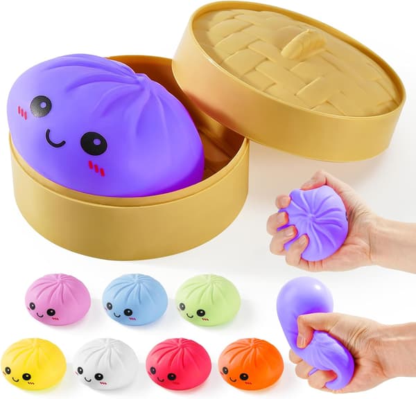 Dumpling Squishy Mystery Box, Giant Soft Dumpling Stressboll Leksak med Matångare, Elastisk Skrivbordsleksak (Lila) Purple