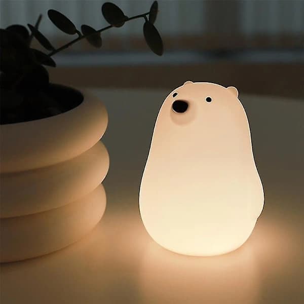 LED nattlys, berøringssensor silikon dyrelampe (bjørn), nattbordslampe og soveromsgave
