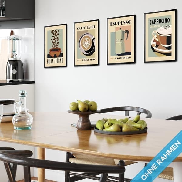 Kaffeaffisch, Kaffebilder, Väggkonst för kök, Estetisk affisch, Vardagsrums- och köksdekoration, Estetiskt kaffe, 4