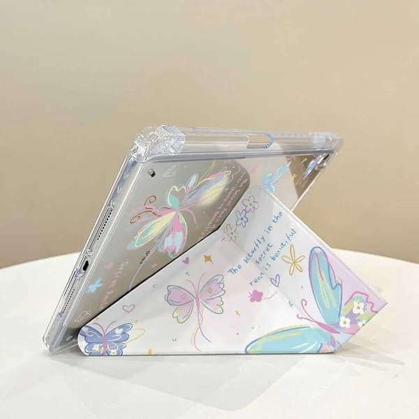 2025 Nyt 3+Å foldbart etui kompatibelt med iPad 11. generation A16 Pro Air 13 11 M3 M2 M4 2025 12,9\" 9 8 7 6 5 4, Gradient Sommerfugl, iPad Mini 6 7 Gradient Butterfly iPad mini 6 7