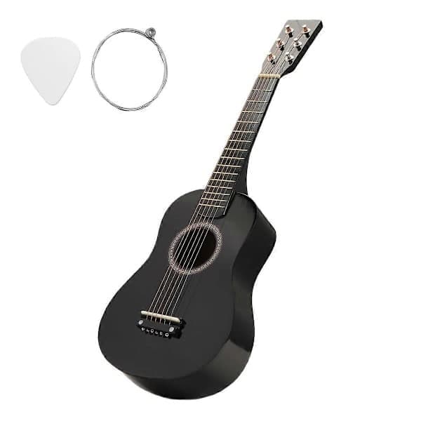 23-tommer Lindetræ 12-bånds 6-strenget Guitar Kompatibel med Begyndere (sort) Sort