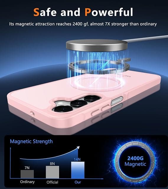 FNTCASE til Galaxy A26 5G-deksel, magnetisk matt gjennomskinnelig, fallbeskyttelse i militærklasse, slankt robust støtsikkert deksel Light pink