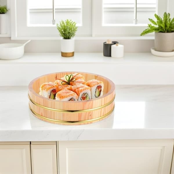 Traditionell träskål för sushirisblandning Hangiri Oke 26 cm Stor kapacitet Bekväm