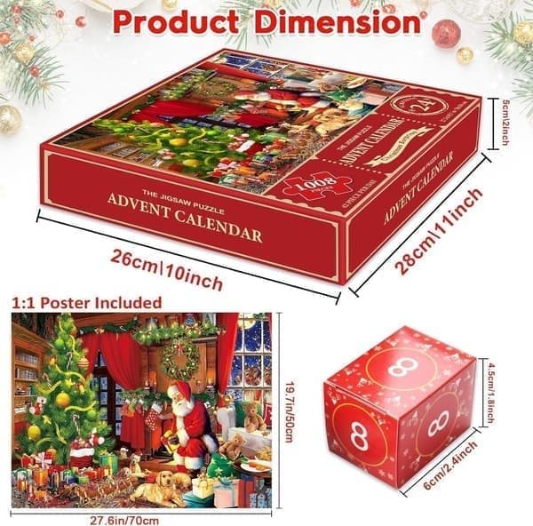 Adventskalender, 2026 Puslespill 24 Dager 1008 Biter Barnas Adventskalender