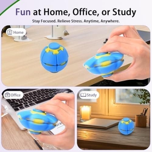 3D-printet Fidget Spinner Ball, Trykk-for-å-spinne Stresslindrende Sensorisk Skrivebordsleke for Voksne med ADHD Angst, Bærbar Reise, Kontor