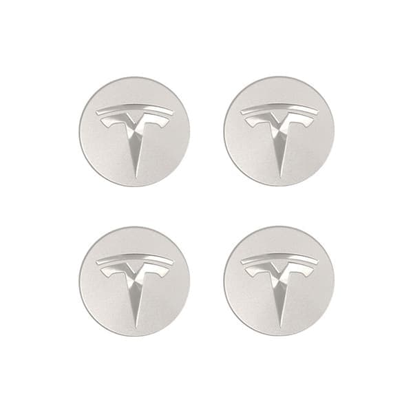 Passar Tesla Model 3 Centerkapslar Logotyp, Svart Etikett (Matt) (Fyrpack)