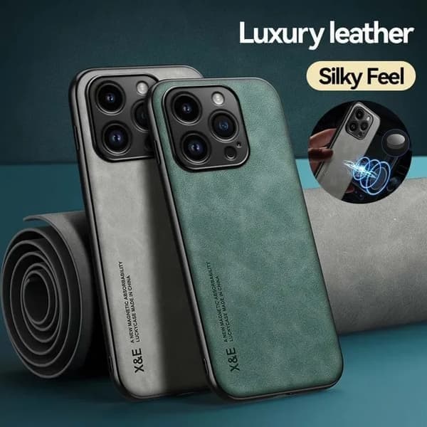Lædertelefonetui til iPhone 17 Pro, med støttefod, Blå Blue For iPhone 17 Pro