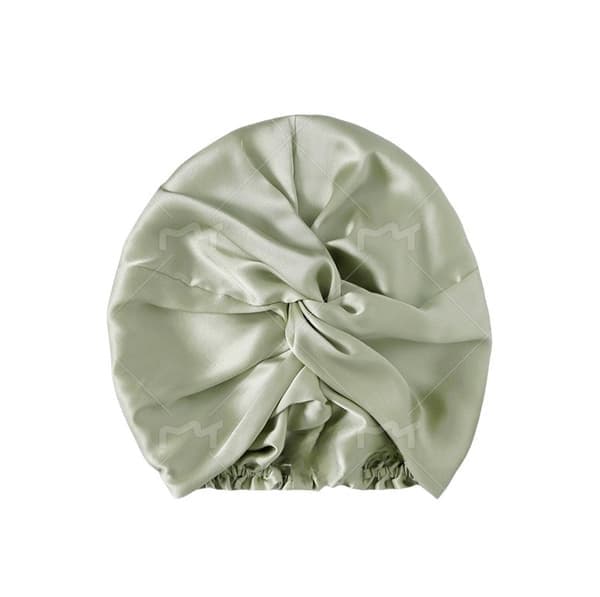 100% Mulberry Silke Sovehette for Kvinner, Dobbeltlags Silke Sovehette, Lysegrønn LightGreen