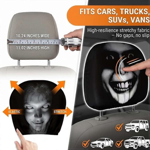 2026 NYA Ghost Face Nackstödsskydd för bilar, 4-pack Skrämmande & Roliga Tecknade Nackstödsskydd för bilar, A A