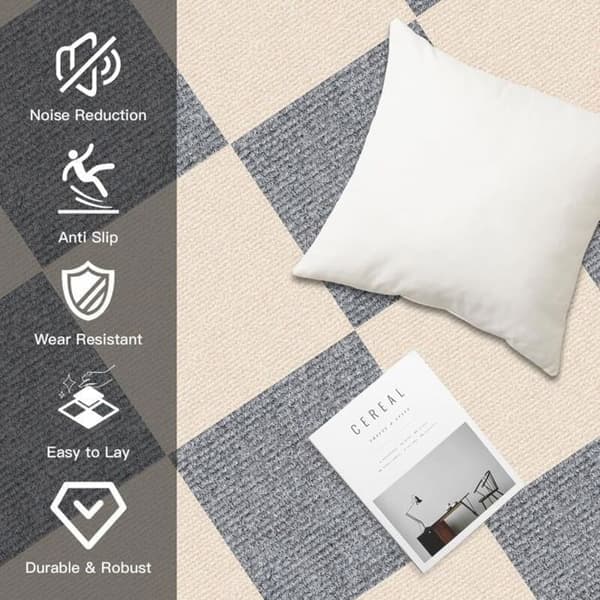 Selvklebende mattefliser, sett med 10, 30x30 cm (0,9 m2), beige, slitesterk for leilighet, kontor, bedrift