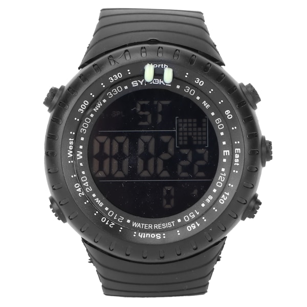 Digital watch Nattljus Vattentät Flerfunktions elektronisk watch för män Svart