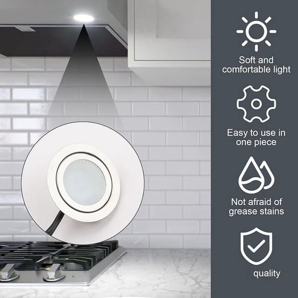 12V DC 2W LED ventilatorlys med EL-sokkel, 2-pakning, innfelt komfyrlys til kjøkken