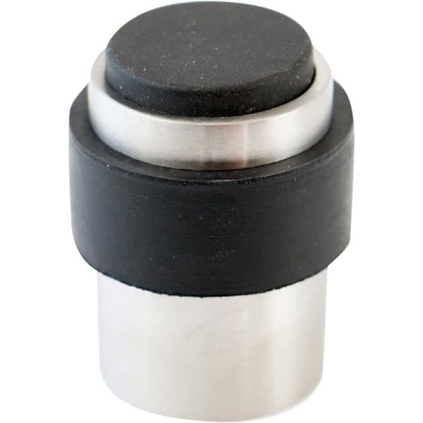 Vægmonteret dørstopper i rustfrit stål med gummibuffer, 35 mm diameter, 45 mm høj
