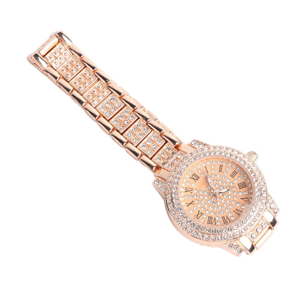 Watch Retro Elegant romerska siffror Urtavla Shiny Rhinestone Luminous Design Quartz Watch för Party Office Travel