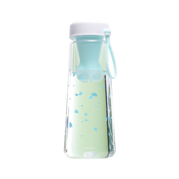 550 ml vattenflaska Värmebeständig läckagesäker kattklor tefilter körsbärsblommor Print vattenkopp för hemgrönt