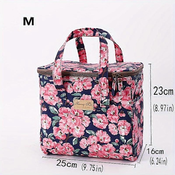 Förtjockad Vattentät Isolerad Matlådeväska, Lunchväska, Vattentät Stor Isolerad Väska för Studenter Light Blue Peach Blossom