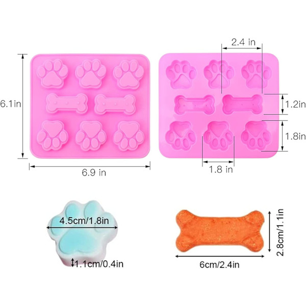2-pack molds för hundvalp och hundben Molds för hundgodis för att baka choklad, godis, gelé, isbit, hundgodis