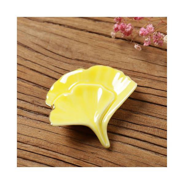 Elegante spisepindeholder Ginkgo bladform spisebord - Gul
