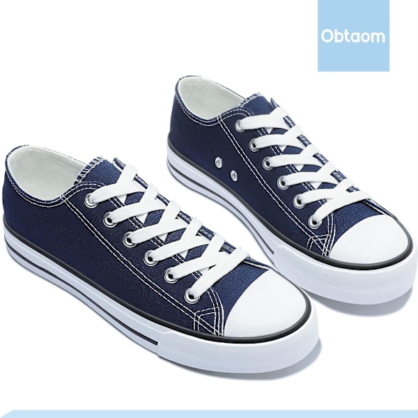 Dam Canvas Fashion Sneakers Söt Låg Topp Skor Bekväma Canvas Walking Flats För Dam blue EU38